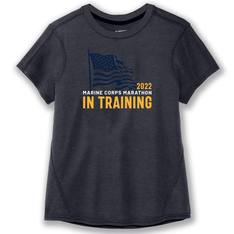 Brooks MCM22 IT DISTANCE GRAPHIC SS Short Sleeve Running Shirt Womens Canada - Shadow Grey (ZSM86725
